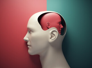 Human head profile and human head inside. Self development and coach concept.