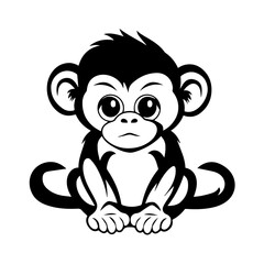 Playful Baby Monkey Vector Illustration