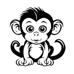 Playful Baby Monkey Vector Illustration