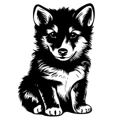 Playful Baby Wolf Vector Illustration