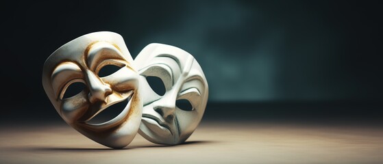 Theater masks with happy and sad expression