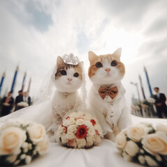 A cat wedding couple
