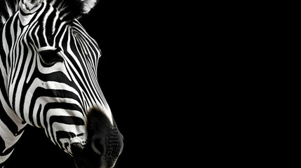 Fototapeta na wymiar Zebra with black background