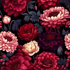 Floral Seamless Pattern. Renaissance. Elegant designs with flowers. AI Generated.