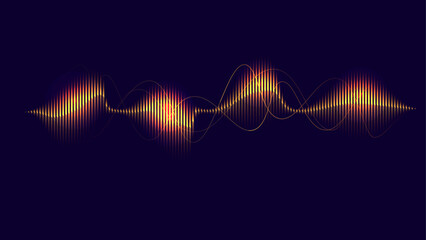 Colorful sound wave equalizer. Visualization of music audio waveforms. Vector