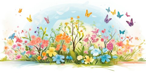 Springtime Vector Wonder - Digital Artwork with Seasonal Elements - Celebrating Nature's Awakening