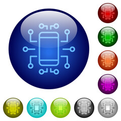 Embedded device outline color glass buttons