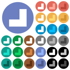 Bottom right angle arrow solid round flat multi colored icons