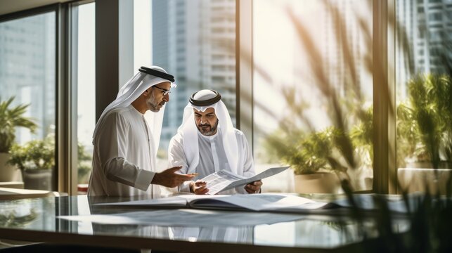 arabic businessman talking in an office
