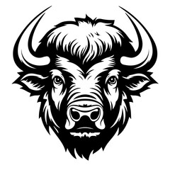 Stately Buffalo Head Vector Illustration