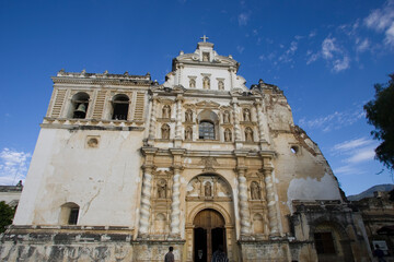 Fototapeta na wymiar La Merced churche Antigua Guatemala on a sunny summer day