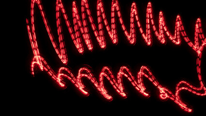 rot zacken  leuchten Hintergrund farbenspiel effekt video layer visual glow wellen strömung - obrazy, fototapety, plakaty
