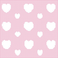  knitted pattern. Hearts on pink background