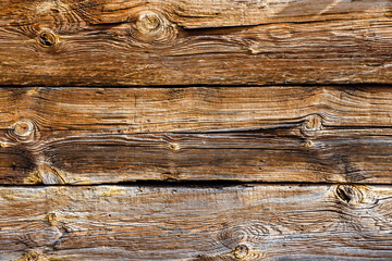 Texture of dark brown old wood. Charred and burnt old Board with knots. - 680236759