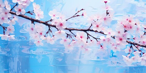 Sakura Serenity in Artmif - Pink Cherry Blossoms Dancing in Spring Breeze - Against a Canvas of Clear Blue Sky, Enhanced with Artmif Magic
