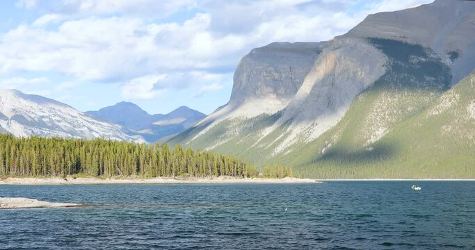Beautiful view of Two Jake Lake in Banff National Park in Canada