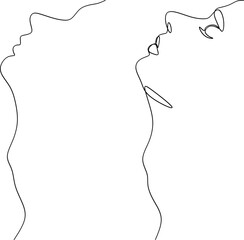 Fototapeta premium Continuous line of a male body. Vector portrait of a strong man. Vector minimalistic design for wall art, print, card, poster.