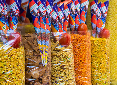 Indian spicy bhelpuri namkeen/snack in market