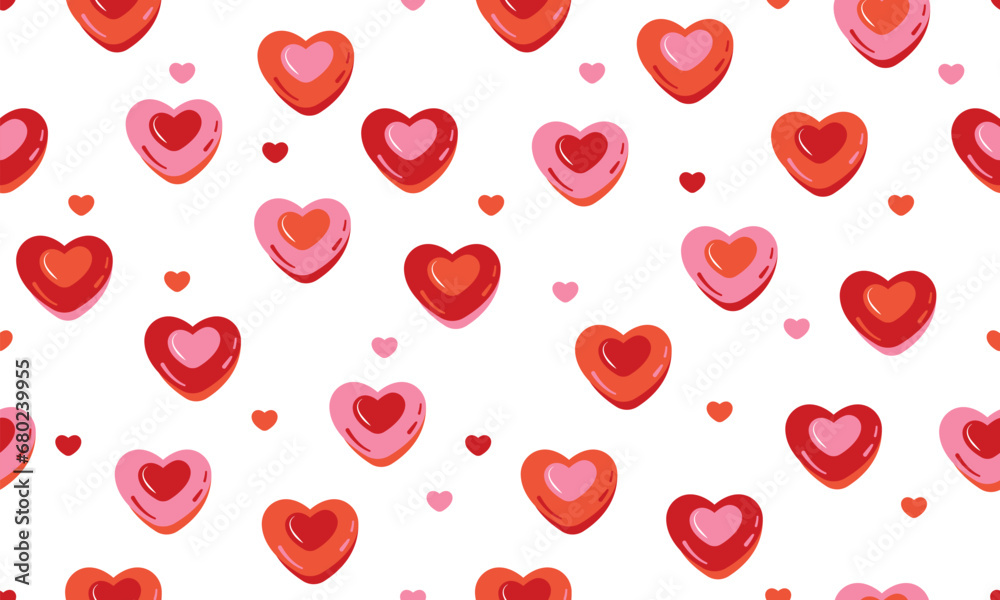 Wall mural seamless pattern with hearts. set of valentines day vector patterns. seamless heart pattern. seamles