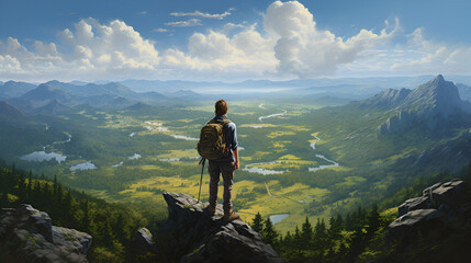 Fototapeta premium hiker in the mountains