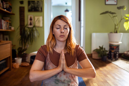 Woman Practicing Mindfulness at Home