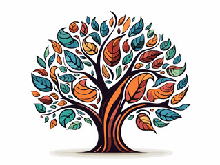 A Colorful Tree With Leaves - A colorful tree logo icon.
