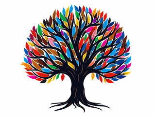 A Colorful Tree With Many Leaves - A colorful tree logo icon.