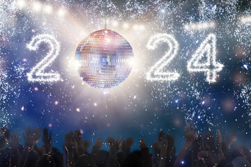 2024 New Year disco party in a night club