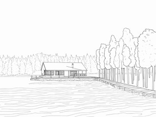 A House On A Dock By A Lake - a modern house by a lake