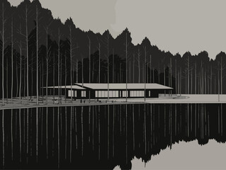 A House With Trees In The Background - a modern house by a lake