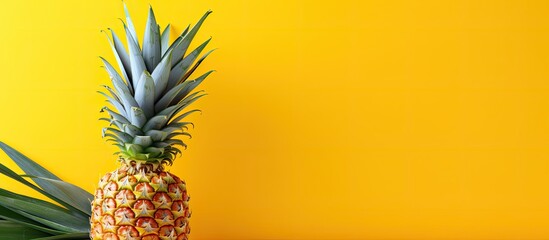 In the lush tropical background, a yellow pineapple plant thrived, offering a healthy and natural fruit known for its nutrition-packed properties, making it a perfect addition to any diet focused on