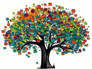 A Colorful Tree With Many Leaves - A tree composed of many colorful clover.