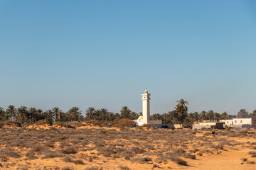Mosque in the Sahara desert  in Douz, Kebili, Tunisia