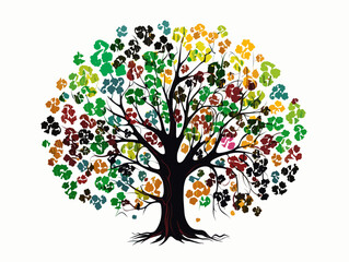 A Tree With Many Colors On It - A tree composed of many colorful clover.