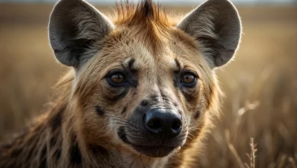 Tuinposter realistic portrait of a hyena on the prairie © Amir Bajric