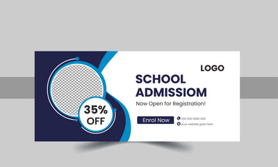 school education Facebook cover page layout & kids school admission web banner template design set. - obrazy, fototapety, plakaty