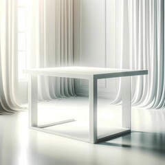 Elegant White Table in Minimalist Interior