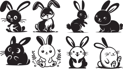 Foto op Aluminium Funny Rabbit Silhouettes Cute Rabbit Vector EPS SVG File © Aleksandar