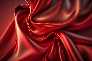 Obraz premium Red satin background. Generative AI.
