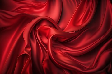 Obraz premium Red satin or silk luxury cloth texture can use as abstract background. Generative AI.