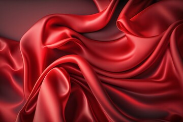 Obraz premium Luxury red satin fabric background. Generative AI.