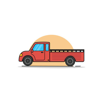 Vintage Pickup Truck Vector Illustration. Transportation of Goods Service Concept Design Isolated Vector.