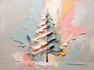 Minimal Modern Christmas tree canvas, oil painting