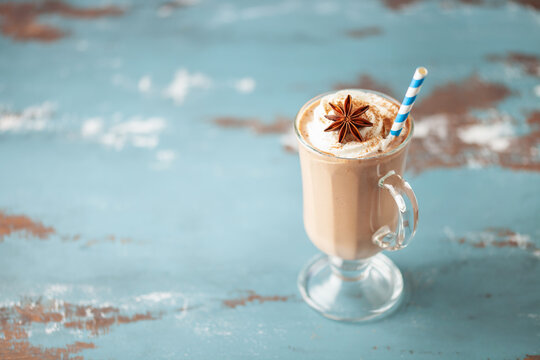 Lumumba cocktail or Tote Tante. Alcohol christmas drink with cocoa, rum and cream.