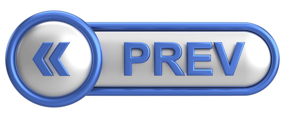 Previous button. Back button. 3D illustration.