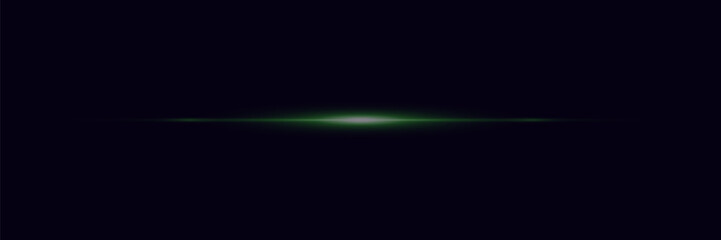 Glowing horizontal flare effect. Beam light, neon line light. Vector illustration.