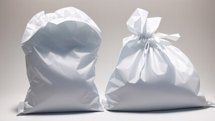 White garbage bags with white background, environmental protection, Earth Day