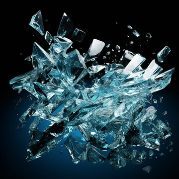 AI-Generated Image Glass Shattering Shattered Glass Fragments Mid-Air Sharp Edges Destruction Dynamics Broken Glass Exploding Glass pieces Moving Fast Dynamic Ice Shattering Movement Clear Plexi Piece