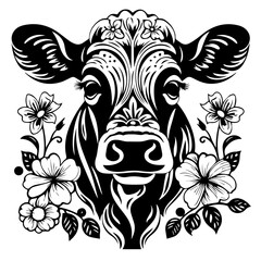 Whimsical Floral Cow Vector Illustration