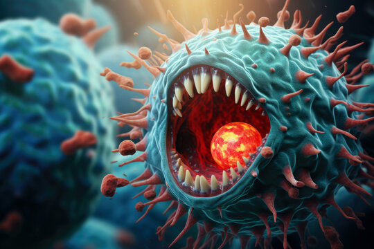 Macrophage as Professional phagocyte in human body engulfing another cell (Generative AI)